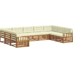 Buiten bankenset 9 pcs Natuurlijk en Crème Massief Acaciahout>vidaXL Discount