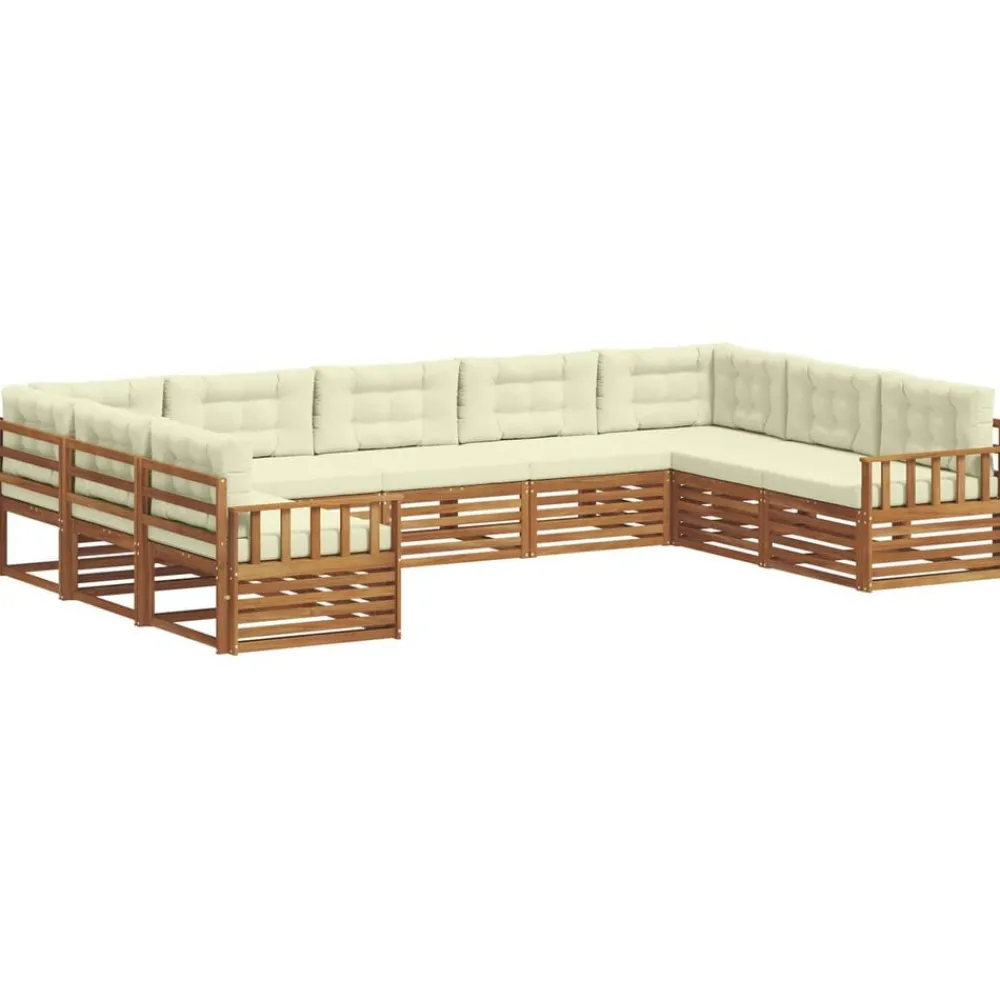 Buiten bankenset 9 pcs Natuurlijk en Crème Massief Acaciahout>vidaXL Discount