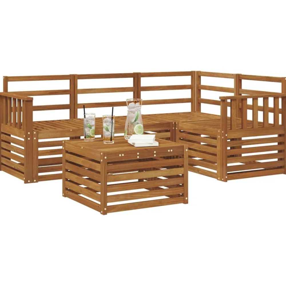 Buiten bankenset 5 pcs Massief Acaciahout>vidaXL Hot