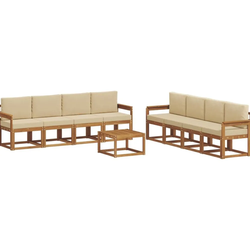 Meubelsets*vidaXL Buiten bankenset 9 pcs Massief Acaciahout Natuurlijk en beige