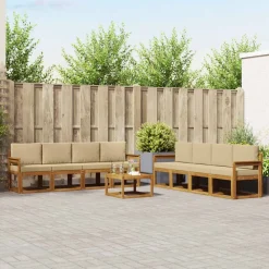 Meubelsets*vidaXL Buiten bankenset 9 pcs Massief Acaciahout Natuurlijk en beige