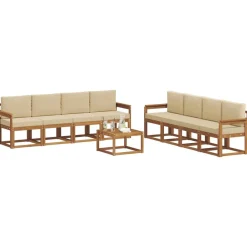 Meubelsets*vidaXL Buiten bankenset 9 pcs Massief Acaciahout Natuurlijk en beige