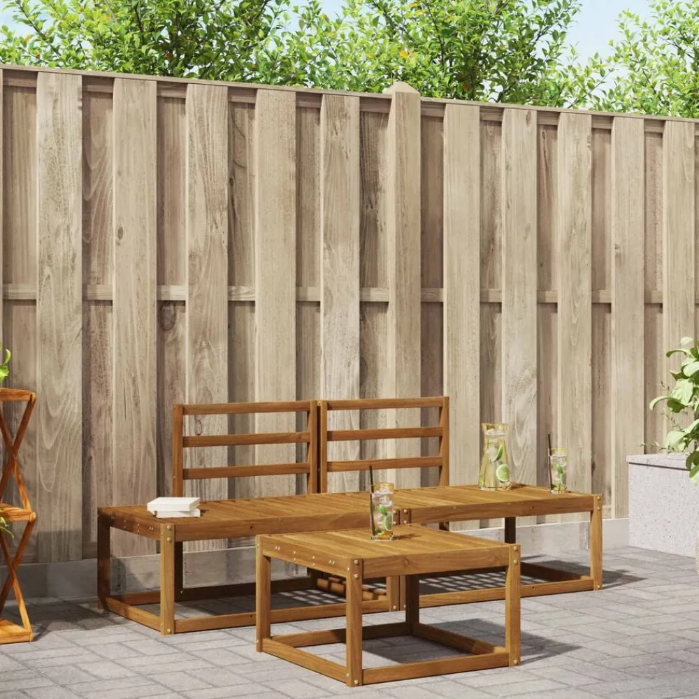 Buiten bankenset 3 pcs Naturel Massief Acaciahout>vidaXL Outlet