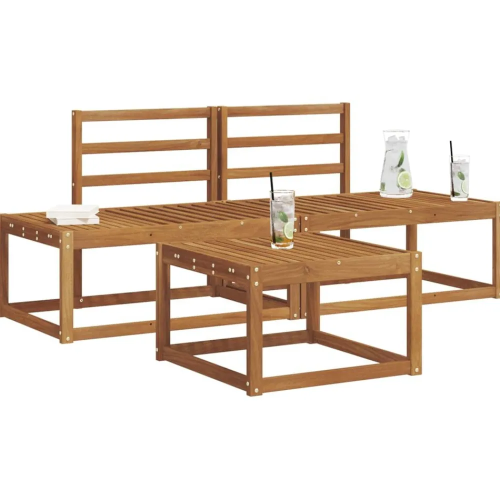 Buiten bankenset 3 pcs Naturel Massief Acaciahout>vidaXL Outlet