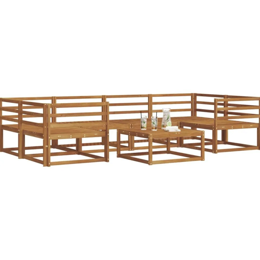 Buiten bankenset 7 pcs Massief Acaciahout>vidaXL Hot