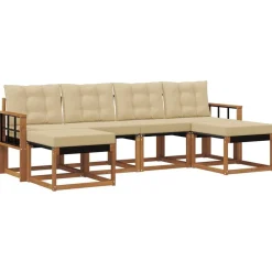 Meubelsets*vidaXL Buiten bankenset met kussen 6 pcs Natuurlijk en beige