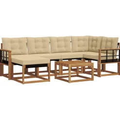 Meubelsets*vidaXL Buiten bankenset met kussen 7 pcs Natuurlijk en beige