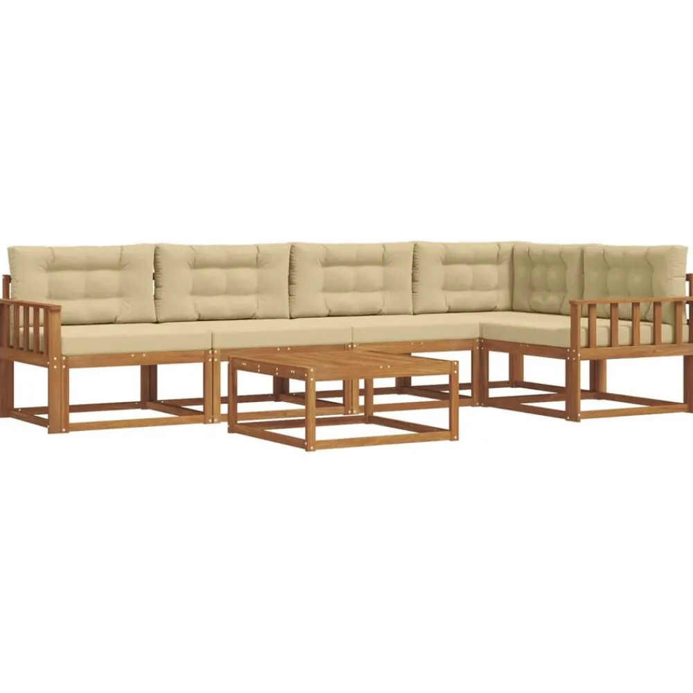 Meubelsets*vidaXL Buiten bankenset met kussen 6 pcs Natuurlijk en beige