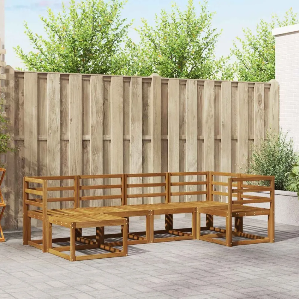Meubelsets*vidaXL Buiten bankenset met kussen 6 pcs Natuurlijk en Beige
