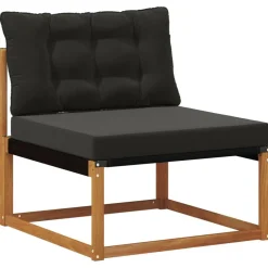 Meubelsets*vidaXL Buiten bankenset met kussen 4 pcs Natuurlijk en Zwart Naturel en zwart