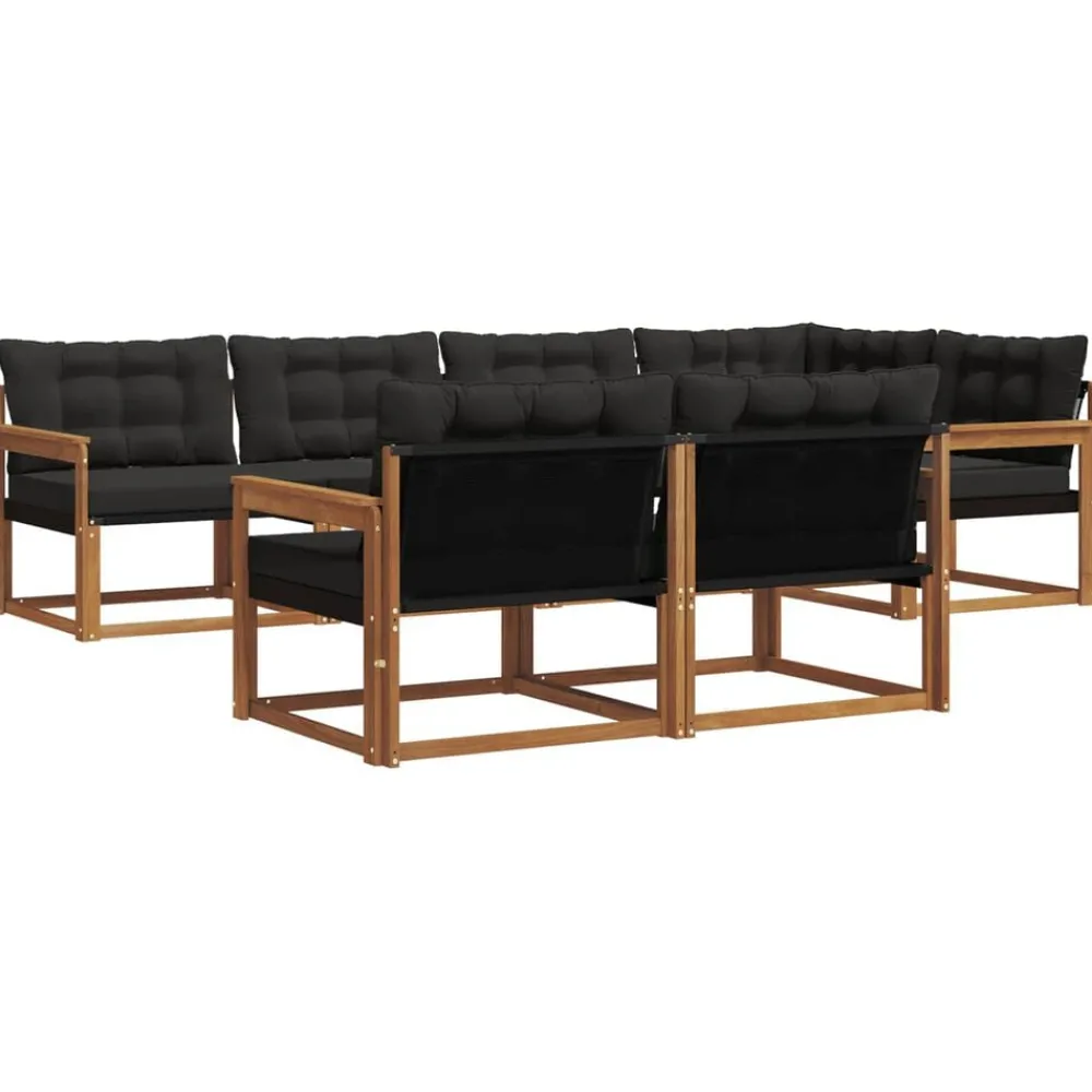 Buiten bankenset met kussen 7 pcs Natuurlijk en Zwart>vidaXL Hot