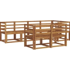 Buiten bankenset met kussen 7 pcs Natuurlijk en Lichtgrijs>vidaXL Online