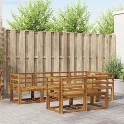 Buiten bankenset met kussen 7 pcs Natuurlijk en Lichtgrijs>vidaXL Online