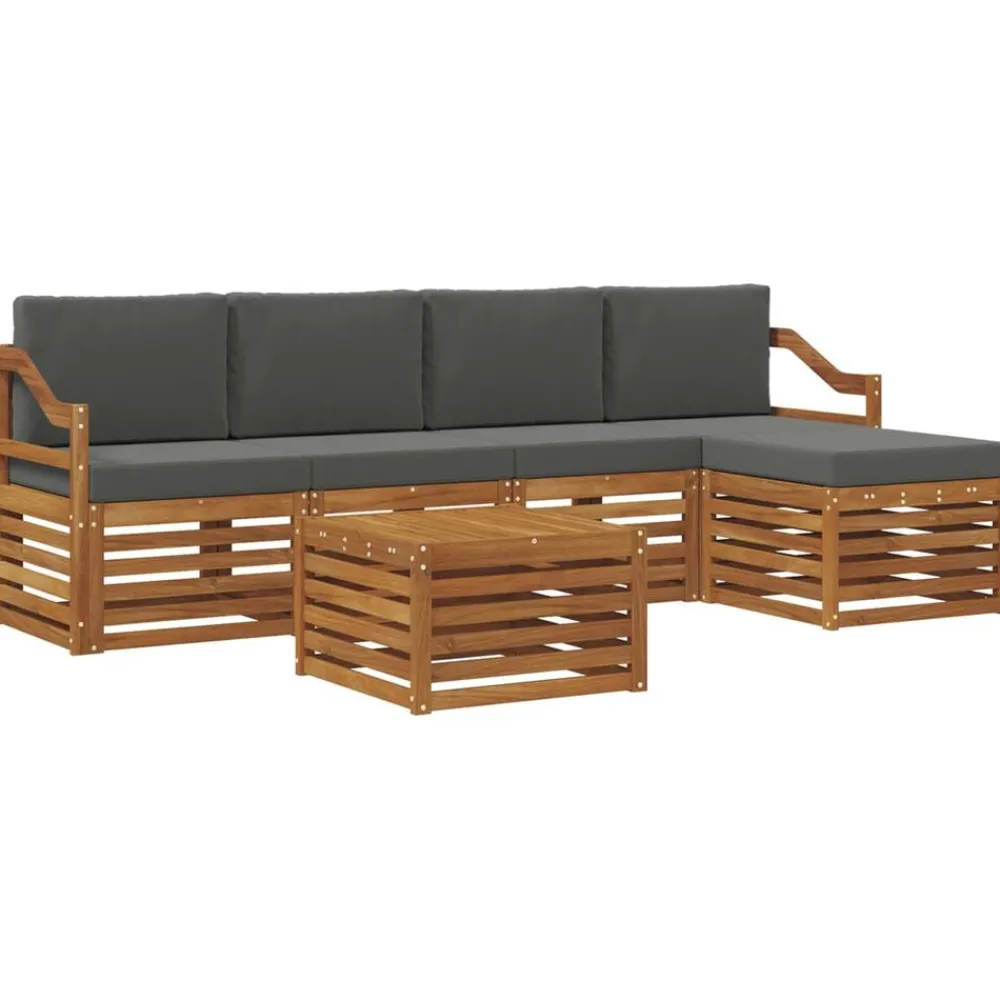 Meubelsets*vidaXL Buiten bankenset met kussen 6 pcs Natuurlijk en antraciet