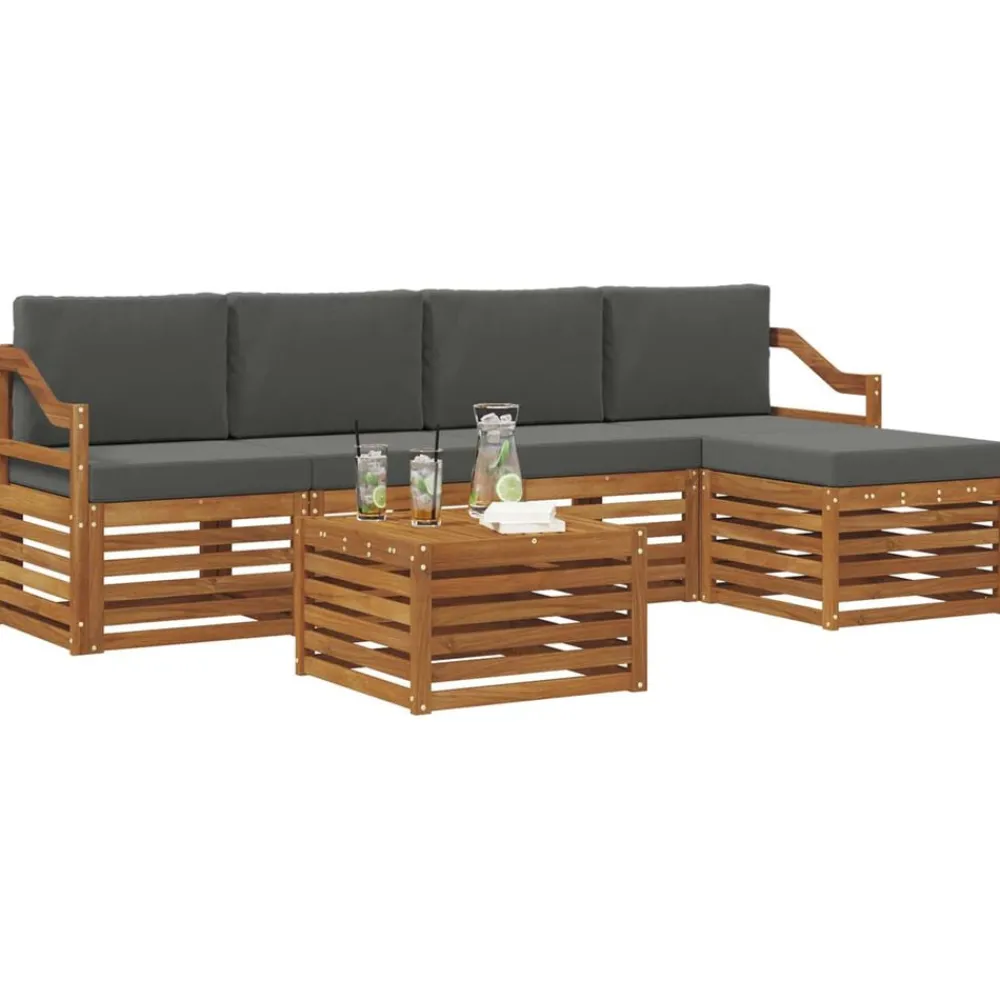 Meubelsets*vidaXL Buiten bankenset met kussen 6 pcs Natuurlijk en antraciet