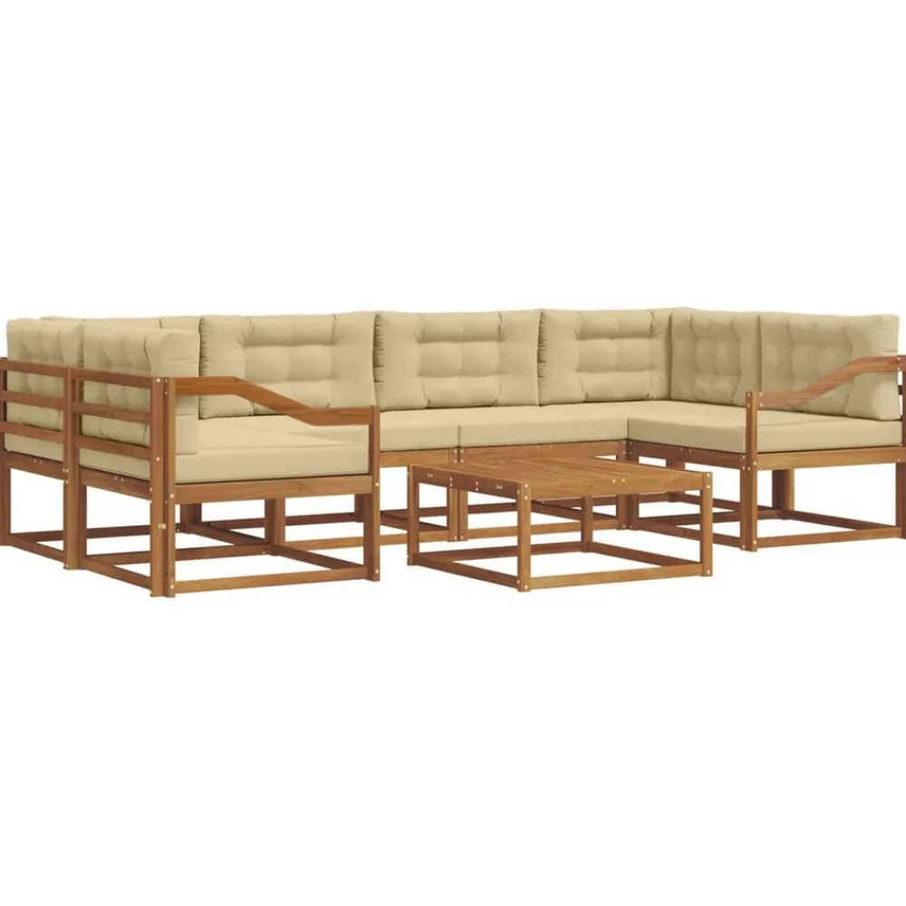 Meubelsets*vidaXL Buiten bankenset met kussen 7 pcs Natuurlijk en beige
