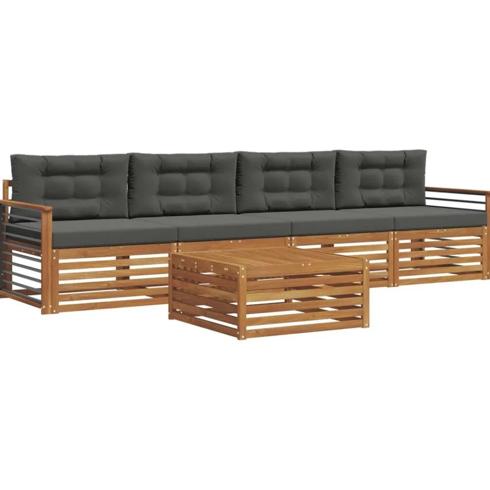 Buiten bankenset met kussen 5 pcs>vidaXL Hot