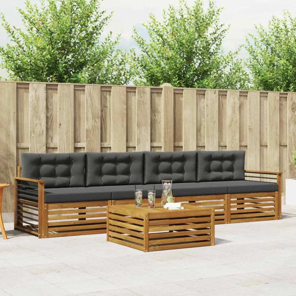 Buiten bankenset met kussen 5 pcs>vidaXL Hot