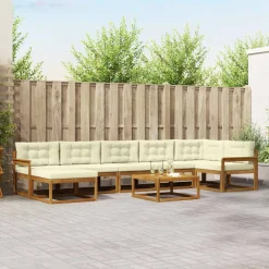 Buiten bankenset met kussen 8 pcs Natuurlijk en Crème>vidaXL Hot