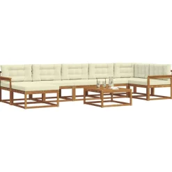 Buiten bankenset met kussen 8 pcs Natuurlijk en Crème><noscript><img width=