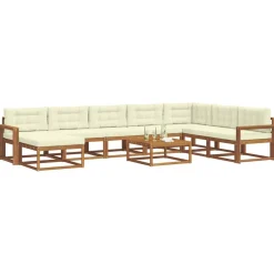 Buiten bankenset met kussen 9 pcs Natuurlijk en Crème><noscript><img width=