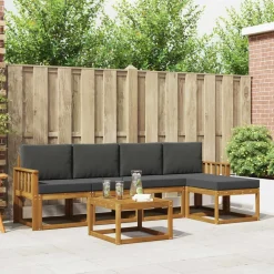 Meubelsets*vidaXL Buiten bankenset met kussen 6 pcs Natuurlijk en antraciet