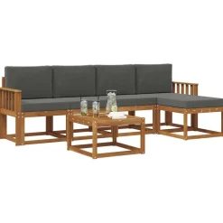Meubelsets*vidaXL Buiten bankenset met kussen 6 pcs Natuurlijk en antraciet