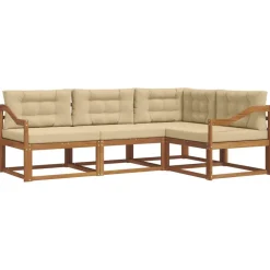 Meubelsets*vidaXL Buiten bankenset met kussen 4 pcs Natuurlijk en beige