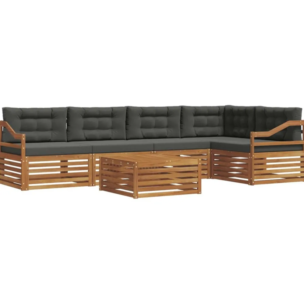 Meubelsets*vidaXL Buiten bankenset met kussen 6 pcs Natuurlijk en antraciet