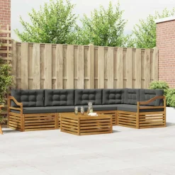 Meubelsets*vidaXL Buiten bankenset met kussen 6 pcs Natuurlijk en antraciet