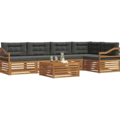 Meubelsets*vidaXL Buiten bankenset met kussen 6 pcs Natuurlijk en antraciet