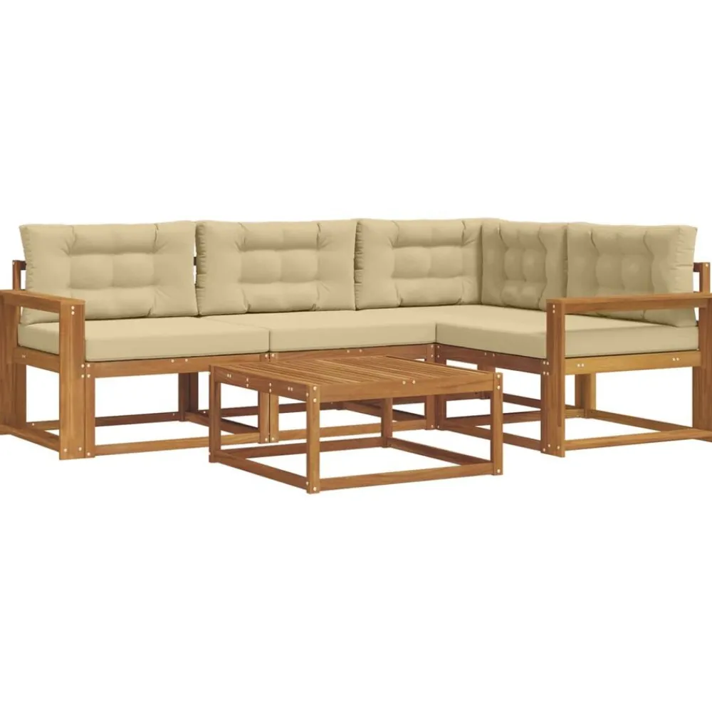 Buiten bankenset met kussen 5 pcs>vidaXL Outlet
