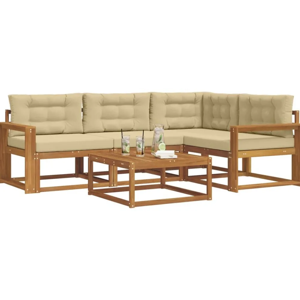 Buiten bankenset met kussen 5 pcs>vidaXL Outlet