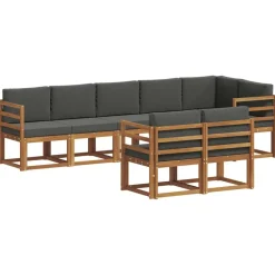 Meubelsets*vidaXL Buiten bankenset met kussen 8 pcs Natuurlijk en antraciet