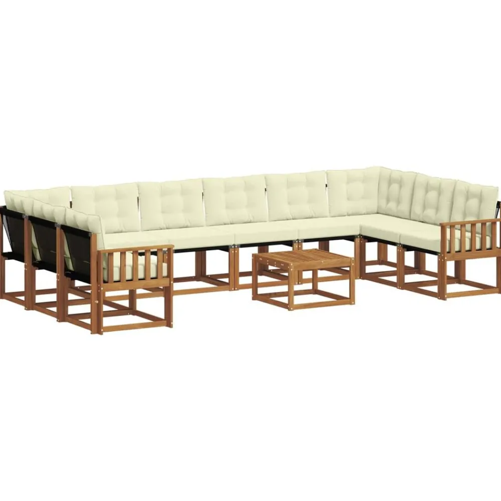 Buiten bankenset met kussen 11 pcs Natuurlijk en Crème>vidaXL Discount
