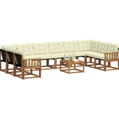 Buiten bankenset met kussen 11 pcs Natuurlijk en Crème><noscript><img width=