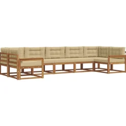 Meubelsets*vidaXL Buiten bankenset met kussen 7 pcs Natuurlijk en beige