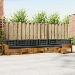 Meubelsets*vidaXL Buiten bankenset met kussen 6 pcs Natuurlijk en antraciet
