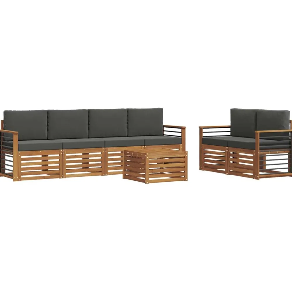 Meubelsets*vidaXL Buiten bankenset met kussen 7 pcs Natuurlijk en antraciet