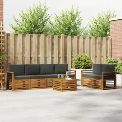 Meubelsets*vidaXL Buiten bankenset met kussen 7 pcs Natuurlijk en antraciet