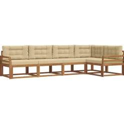 Meubelsets*vidaXL Buiten bankenset met kussen 5 pcs Natuurlijk en beige