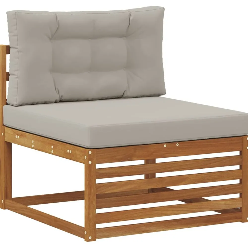 Meubelsets*vidaXL Buiten bankenset met kussen 6 pcs Natuurlijk en Lichtgrijs Naturel en lichtgrijs