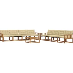 Meubelsets*vidaXL Buiten bankenset met kussen 9 pcs Natuurlijk en beige