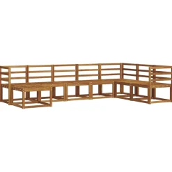 Buiten bankenset met kussen 8 pcs Natuurlijk en Lichtgrijs>vidaXL
