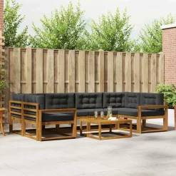 Meubelsets*vidaXL Buiten bankenset met kussen 7 pcs Natuurlijk en antraciet