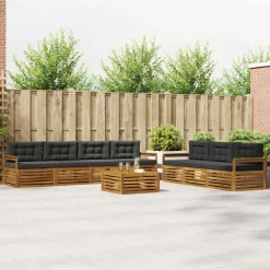 Meubelsets*vidaXL Buiten bankenset met kussen 8 pcs Natuurlijk en antraciet