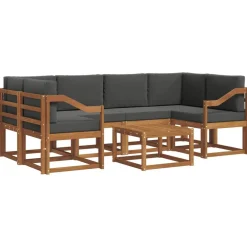 Meubelsets*vidaXL Buiten bankenset met kussen 7 pcs Natuurlijk en antraciet