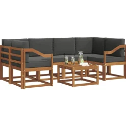 Meubelsets*vidaXL Buiten bankenset met kussen 7 pcs Natuurlijk en antraciet