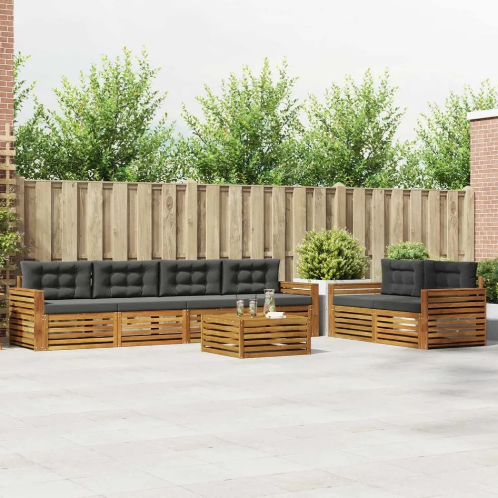 Meubelsets*vidaXL Buiten bankenset met kussen 7 pcs Natuurlijk en antraciet