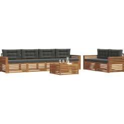 Meubelsets*vidaXL Buiten bankenset met kussen 7 pcs Natuurlijk en antraciet
